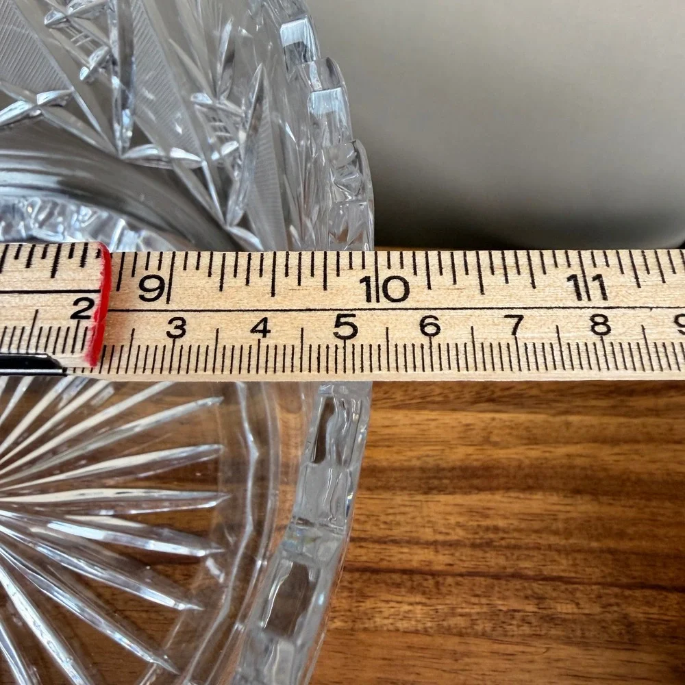 Imperlux Lead Crystal Bowl Cut Glass Scalloped Edge Starburst Centerpiece 8 inch